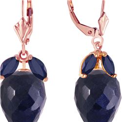 Genuine 26.8 ctw Sapphire Earrings 14KT Rose Gold - REF-59A9K