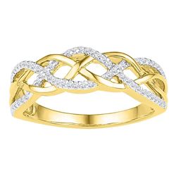 1/5 CTW Round Diamond Woven Strand Braid Ring 10kt Yellow Gold - REF-15W5F