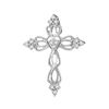 Image 1 : 1/6 CTW Round Diamond Heart Cross Religious Pendant 10kt White Gold - REF-9R6H