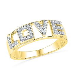 1/6 CTW Round Diamond Love Ring 10kt Yellow Gold - REF-15Y5X