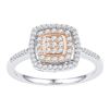 Image 1 : 3/8 CTW Round Diamond Square Frame Cluster Ring 10kt White Rose-tone Gold - REF-24H3W