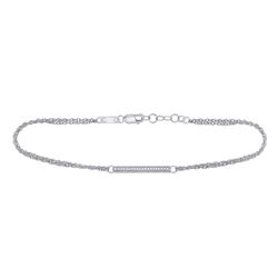 1/20 CTW Round Diamond Single Row Bar Fashion Bracelet 10kt White Gold - REF-11A9N