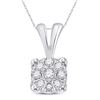 Image 1 : 1/12 CTW Round Diamond Cluster Pendant 10kt White Gold - REF-7X8T