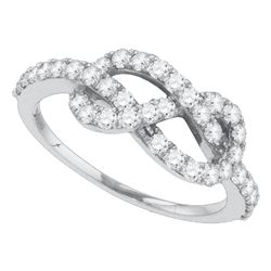 3/4 CTW Round Diamond Infinity Knot Woven Ring 10kt White Gold - REF-41T9K