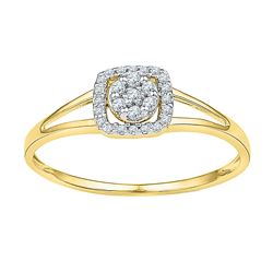 1/10 CTW Round Diamond Square Frame Cluster Ring 10kt Yellow Gold - REF-9K6R