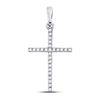 Image 1 : 1/6 CTW Round Diamond Religious Cross Pendant 10kt White Gold - REF-8R4H