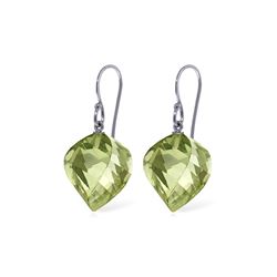 Genuine 26 ctw Green Amethyst Earrings 14KT White Gold - REF-42R2P