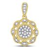 Image 1 : 1/10 CTW Round Diamond Milgrain Rope Cluster Pendant 10kt Yellow Gold - REF-8H4W