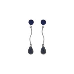 Genuine 7.9 ctw Sapphire Earrings 14KT White Gold - REF-28A9K