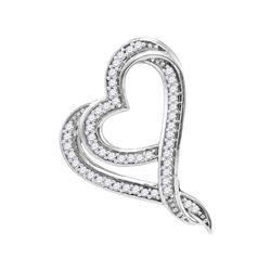 1/8 CTW Round Diamond Heart Pendant 10kt White Gold - REF-10W8F