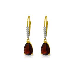 Genuine 3.15 ctw Garnet & Diamond Earrings 14KT Yellow Gold - REF-44H3X