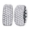 Image 1 : 3 CTW Round Pave-set Diamond Five Row Hoop Earrings 14kt White Gold - REF-261F5M