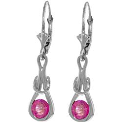 Genuine 1.30 ctw Pink Topaz Earrings 14KT White Gold - REF-49A3K