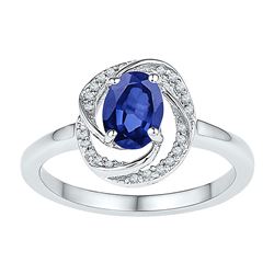 1 & 1/4 CTW Oval Lab-Created Blue Sapphire Solitaire Ring 10kt White Gold - REF-15T5K