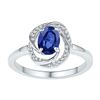 Image 1 : 1 & 1/4 CTW Oval Lab-Created Blue Sapphire Solitaire Ring 10kt White Gold - REF-15T5K