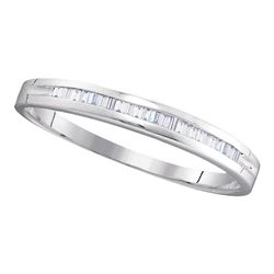 1/6 CTW Baguette Diamond Wedding Anniversary Ring 10kt White Gold - REF-8W4F