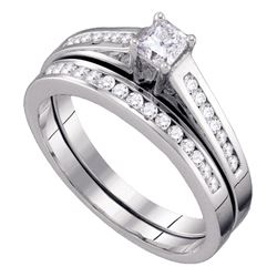 1/2 CTW Princess Diamond Bridal Wedding Engagement Ring 10kt White Gold - REF-39Y5X