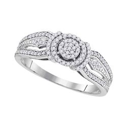 1/4 CTW Round Diamond Cluster Bridal Wedding Engagement Ring 10kt White Gold - REF-21A5N