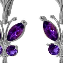 Genuine 2.74 ctw Amethyst Earrings 14KT White Gold - REF-42Z6N