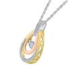Image 2 : 1/6 CTW Round Diamond Oval Moving Twinkle Pendant 10kt Tri-Tone Gold - REF-21Y5X
