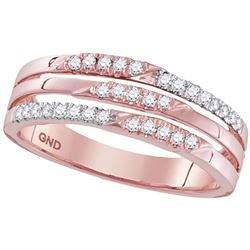 1/5 CTW Round Diamond 3-row Ring 10kt Rose Gold - REF-24M3A