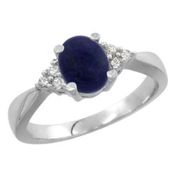 0.81 CTW Lapis Lazuli & Diamond Ring 10K White Gold - REF-27M5A