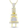 Image 1 : 1/2 CTW Mens Round Diamond Electric Plug Socket Charm Pendant 10kt Yellow Gold - REF-35F9M