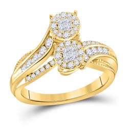 1/2 CTW Princess Diamond Cluster Bridal Wedding Engagement Ring 14kt Yellow Gold - REF-54R3H