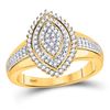 Image 1 : 1/4 CTW Round Diamond Marquise-shape Cluster Ring 10kt Yellow Gold - REF-26X3T