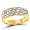 Image 3 : 3/4 CTW His & Hers Round Diamond Cluster Matching Bridal Wedding Ring 10kt Yellow Gold - REF-87X5T