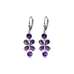 Genuine 5.32 ctw Amethyst Earrings 14KT White Gold - REF-50K3V