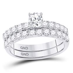 1 CTW Round Diamond Bridal Wedding Engagement Ring 14kt White Gold - REF-113R9H