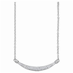 1/6 CTW Round Diamond Curved Bar Pendant 10kt White Gold - REF-19T2K