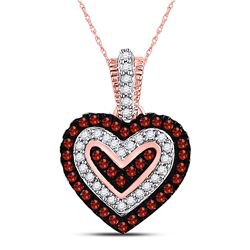 1/5 CTW Round Red Color Enhanced Diamond Small Heart Pendant 10kt Rose Gold - REF-15H5W