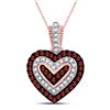 Image 1 : 1/5 CTW Round Red Color Enhanced Diamond Small Heart Pendant 10kt Rose Gold - REF-15H5W