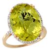 Image 1 : 13.71 CTW Lemon Quartz & Diamond Ring 10K Yellow Gold - REF-51M2A