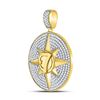 Image 2 : 2 & 3/8 CTW Mens Round Diamond Compass Rose Lucky 7 Charm Pendant 10kt Yellow Gold - REF-156Y3X