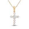 Image 1 : 1/10 CTW Round Diamond Cross Faith Pendant 14kt Yellow Gold - REF-8A4N