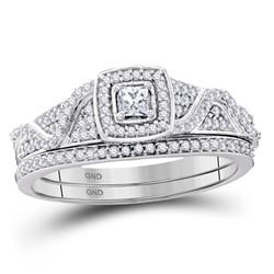 3/8 CTW Princess Diamond Bridal Wedding Engagement Ring 10kt White Gold - REF-41H9W