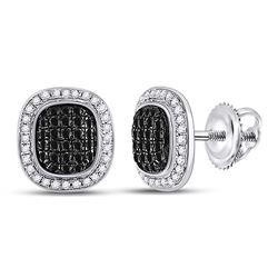 1/2 CTW Round Black Color Enhanced Diamond Square Frame Cluster Earrings 10kt White Gold - REF-26Y3X