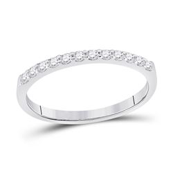 1/4 CTW Round Pave-set Diamond Single Row Wedding Ring 14kt White Gold - REF-22A8N