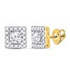 Image 1 : 3/4 CTW Round Diamond Square Halo Earrings 10kt Yellow Gold - REF-51H5W