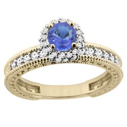 0.94 CTW Tanzanite & Diamond Ring 14K Yellow Gold - REF-68R3H