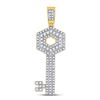 Image 1 : 5/8 CTW Mens Round Diamond Key Charm Pendant 10kt Yellow Gold - REF-33A3N