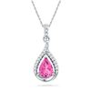 Image 1 : 1 & 5/8 CTW Pear Lab-Created Pink Sapphire Solitaire Diamond Pendant 10kt White Gold - REF-15F3M