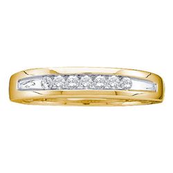 1/4 CTW Mens Round Channel-set Diamond Two-tone Single Row Wedding Ring 14kt Yellow Gold - REF-33W6F