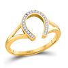 Image 1 : 1/20 CTW Round Diamond Horseshoe Lucky Ring 10kt Yellow Gold - REF-13A2N