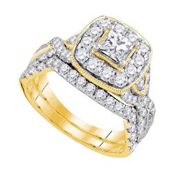2 CTW Princess Diamond Bridal Wedding Engagement Ring 14kt Yellow Gold - REF-231F5M