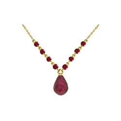 Genuine 15.8 ctw Ruby Necklace 14KT Yellow Gold - REF-37X2M