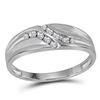 Image 1 : 1/8 CTW Mens Round Diamond Double Row Slender Wedding Ring 10kt White Gold - REF-11T9K